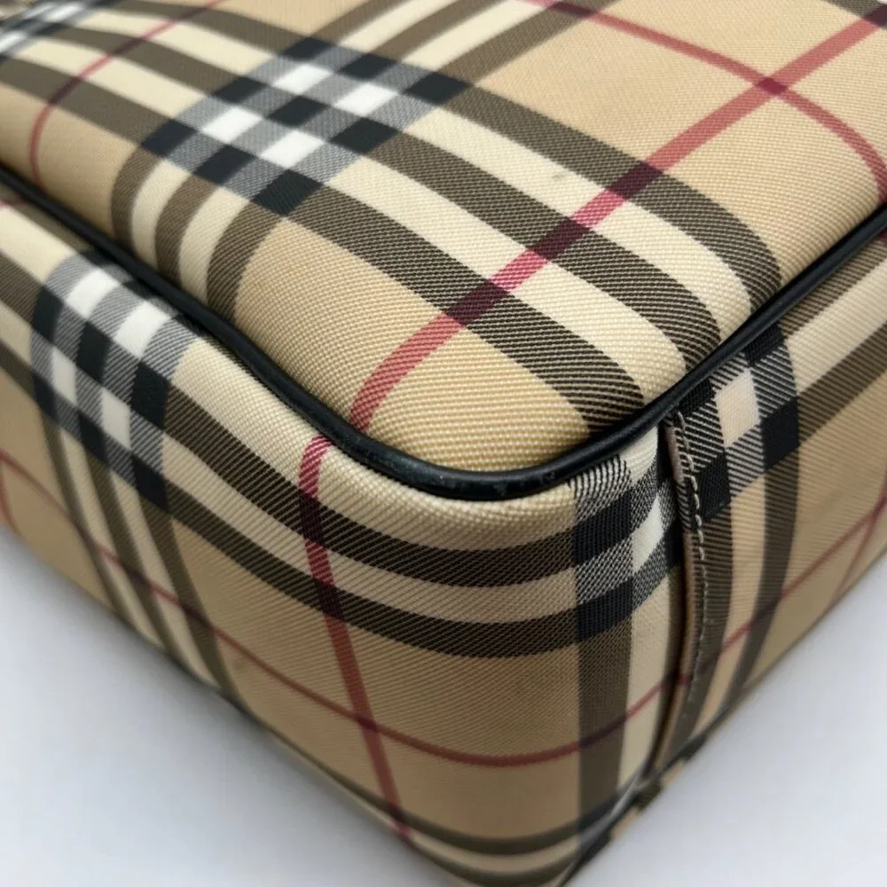 Burberry Beige Coated Canvas Nova Check Messenger Diaper Bag - Picture 9 of 13